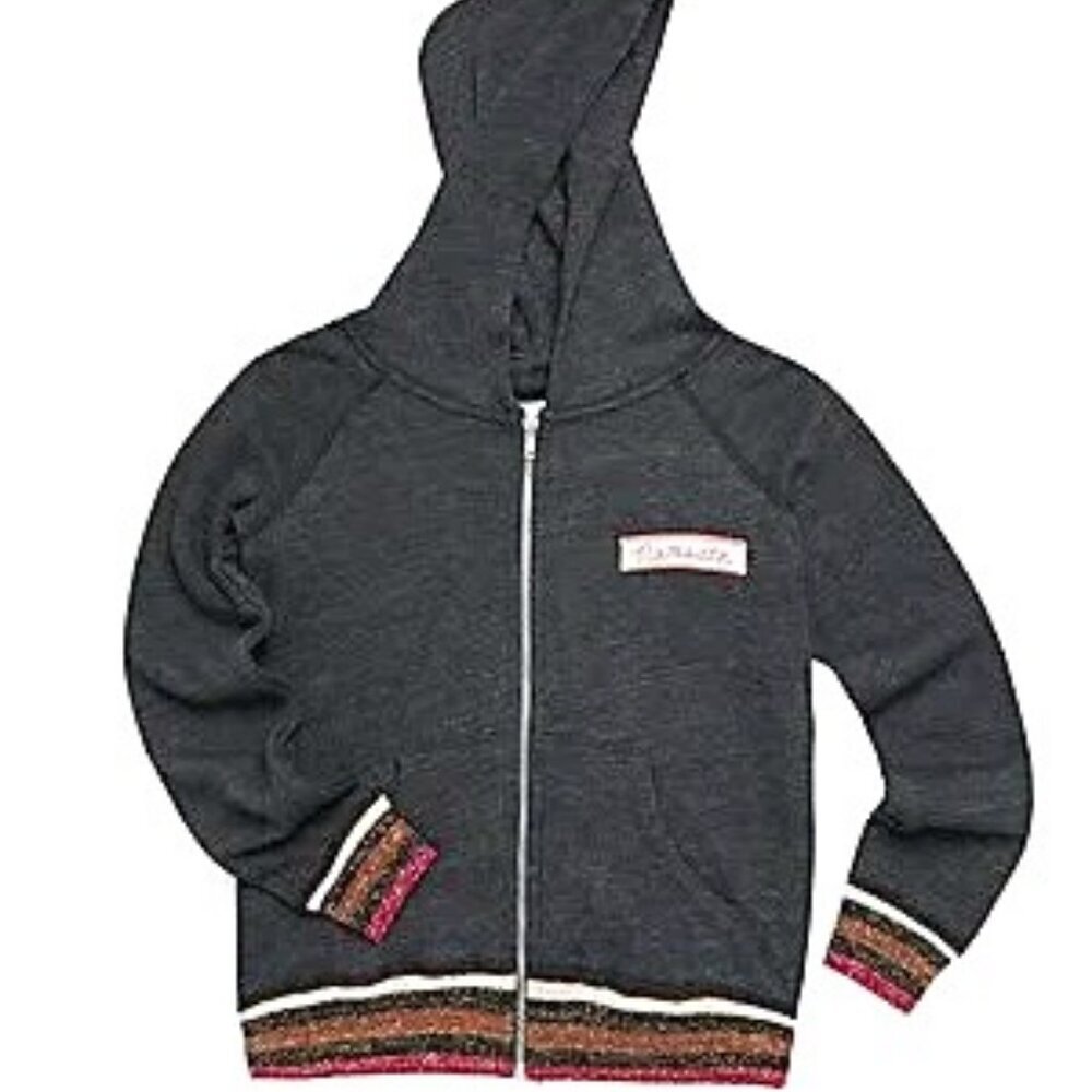 NWT SPIRITUAL GANGSTER Namaste Zip Hoodie Gray w Metallic Trim 4T
